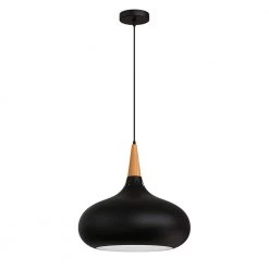 12.20 in. 1-Light Matte Black Pendant with Bowl Shaped, Minimalist Style by YANSUN