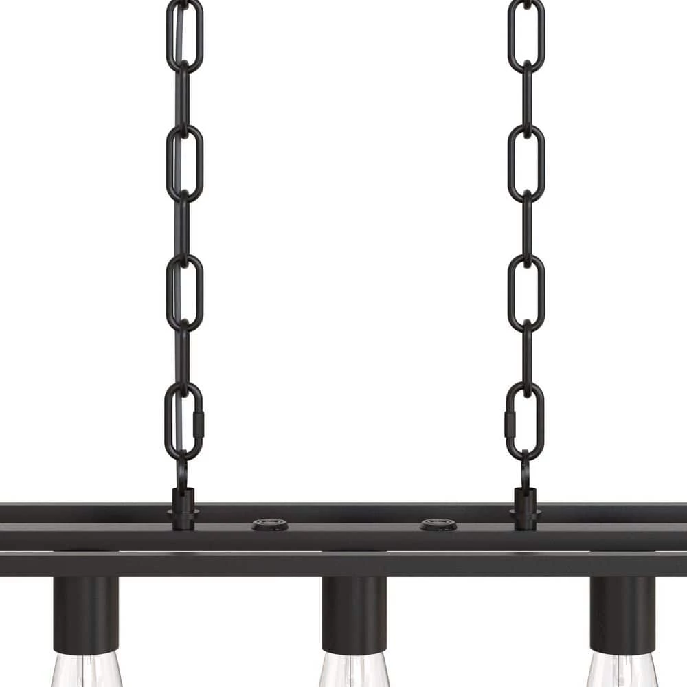 5-Light Matte Black Island Linear Pendant by YANSUN 6 5-Light Matte Black Island Linear Pendant by YANSUN - Image 4