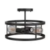 13 in. 2-Light Matte Black Drum Flush Mount by YANSUN