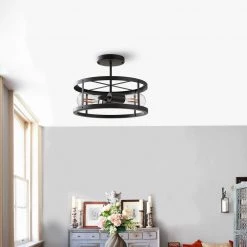 13 in. 2-Light Matte Black Drum Flush Mount by YANSUN -YANSUN Shop matte black yansun flush mount lights h cl007n1 1f 1000