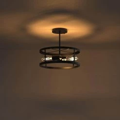 13 in. 2-Light Matte Black Drum Flush Mount by YANSUN -YANSUN Shop matte black yansun flush mount lights h cl007n1 4f 1000