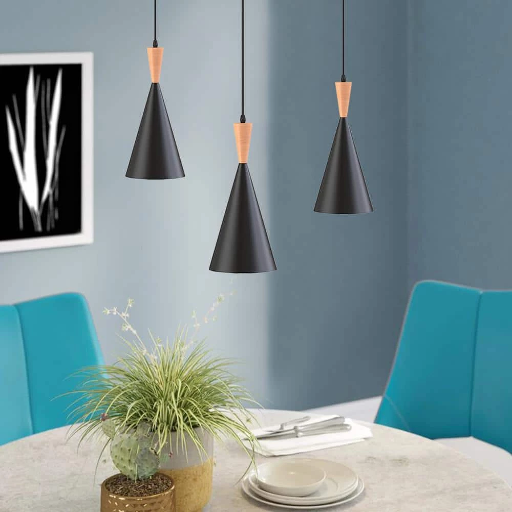 9.06 in. 1-Light Matte Black Pendant Light with Triangle Shaped, Modern Style by YANSUN 7 9.06 in. 1-Light Matte Black Pendant Light with Triangle Shaped, Modern Style by YANSUN - Image 5