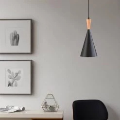 9.06 in. 1-Light Matte Black Pendant Light with Triangle Shaped, Modern Style by YANSUN 13 9.06 in. 1-Light Matte Black Pendant Light with Triangle Shaped, Modern Style by YANSUN -YANSUN Shop matte black yansun pendant lights h dz003 44 1000