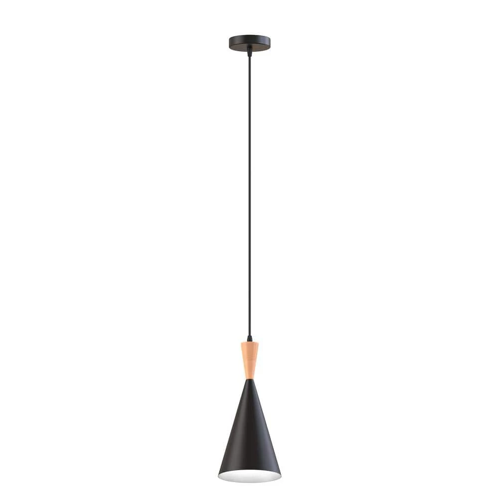 9.06 in. 1-Light Matte Black Pendant Light with Triangle Shaped, Modern Style by YANSUN 3 9.06 in. 1-Light Matte Black Pendant Light with Triangle Shaped, Modern Style by YANSUN