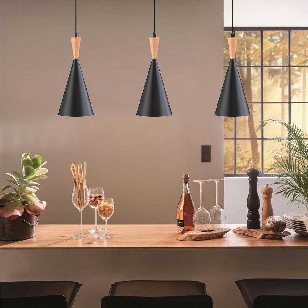 9.06 in. 1-Light Matte Black Pendant Light with Triangle Shaped, Modern Style by YANSUN 5 9.06 in. 1-Light Matte Black Pendant Light with Triangle Shaped, Modern Style by YANSUN - Image 3
