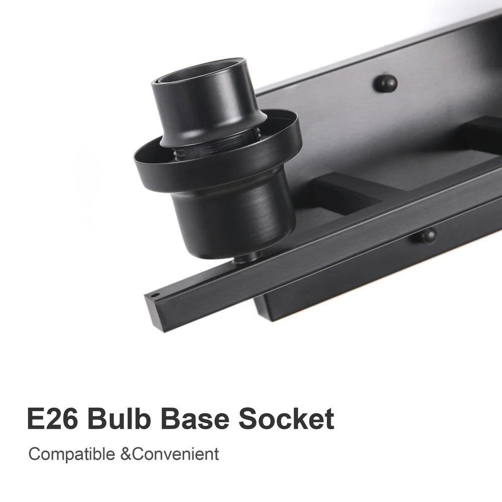 14.44 in. 2-Light Matte Black Vanity Light with Clear Glass Shade (2-Pack) by YANSUN 8 14.44 in. 2-Light Matte Black Vanity Light with Clear Glass Shade (2-Pack) by YANSUN - Image 6