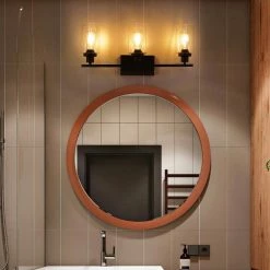 24 in. 3-Light Matte Black Vanity Light with Clear Glass Shade by YANSUN -YANSUN Shop matte black yansun vanity lighting h wl011 76 1000