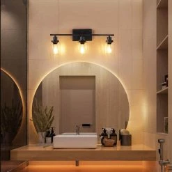 24 in. 3-Light Matte Black Modern Bathroom Vanity Light with Clear Glass Shades by YANSUN -YANSUN Shop matte black yansun vanity lighting h wl011n1 1f 1000