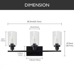 24 in. 3-Light Matte Black Modern Bathroom Vanity Light with Clear Glass Shades by YANSUN -YANSUN Shop matte black yansun vanity lighting h wl011n1 c3 1000