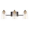 19 in. 3-Light Matte Black Vanity Light with Clear Glass Shade and Gold Socket Cups by YANSUN -YANSUN Shop matte black yansun vanity lighting h wl072 64 1000