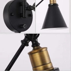 1-Light Matte Black Swing Arm Wall Lamp, Adjustable Swing Arm Plug-In or Hardwire Wall Sconce (2-Pack) by YANSUN -YANSUN Shop matte black yansun wall lamps h wl010 2n1 4f 1000