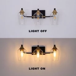 28.35 in. 3-Light Matte Black Vanity Light with Clear Glass Shade by YANSUN 13 28.35 in. 3-Light Matte Black Vanity Light with Clear Glass Shade by YANSUN -YANSUN Shop matte black yansun wall sconces h wl015 44 1000