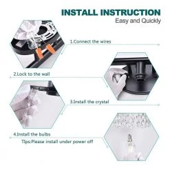 20.87 in. 3-Light Matte Black Vanity Wall Lamp with Crystal Shade by YANSUN -YANSUN Shop matte black yansun wall sconces h wl021b 1f 1000