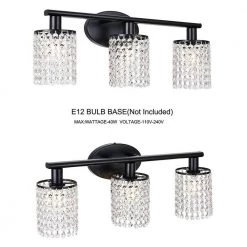 20.87 in. 3-Light Matte Black Vanity Wall Lamp with Crystal Shade by YANSUN -YANSUN Shop matte black yansun wall sconces h wl021b 76 1000