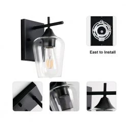 13 in. 1-Light Matte Black Wall Sconce with Wine Glass Shade by YANSUN -YANSUN Shop matte black yansun wall sconces h wl029 1f 1000