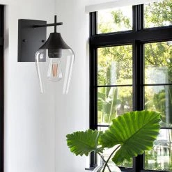 13 in. 1-Light Matte Black Wall Sconce with Wine Glass Shade by YANSUN -YANSUN Shop matte black yansun wall sconces h wl029 44 1000