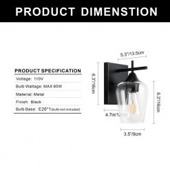 13 in. 1-Light Matte Black Wall Sconce with Wine Glass Shade by YANSUN -YANSUN Shop matte black yansun wall sconces h wl029 c3 1000