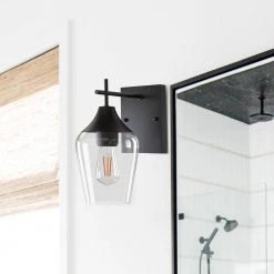 13 in. 1-Light Matte Black Wall Sconce with Wine Glass Shade by YANSUN -YANSUN Shop matte black yansun wall sconces h wl029n1 fa 1000