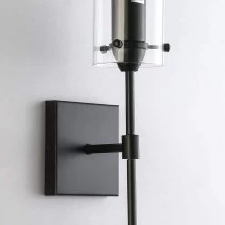 20 in.1-Light Matte Black Modern Wall Sconces with Clear Glass Shade by YANSUN -YANSUN Shop matte black yansun wall sconces h wl077 1f 1000