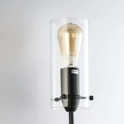 20 in.1-Light Matte Black Modern Wall Sconces with Clear Glass Shade by YANSUN -YANSUN Shop matte black yansun wall sconces h wl077 4f 1000