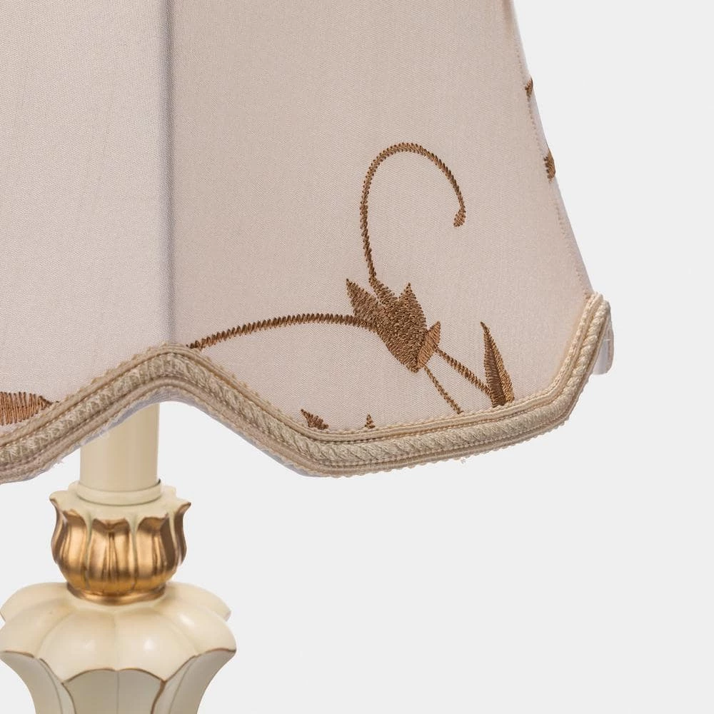 18.11 in. Off-White Fabric Indoor Table Lamp with White Shade by YANSUN 8 18.11 in. Off-White Fabric Indoor Table Lamp with White Shade by YANSUN - Image 6