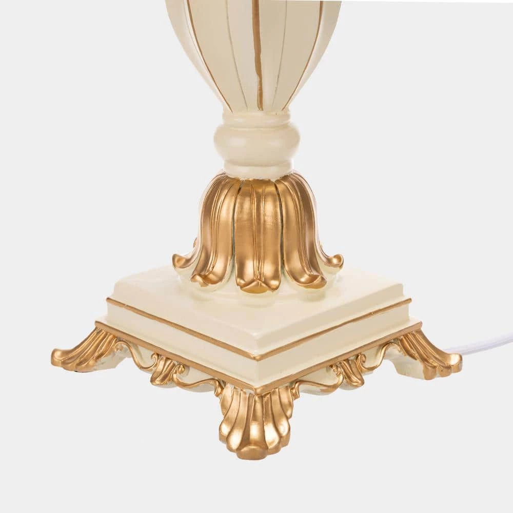 18.11 in. Off-White Fabric Indoor Table Lamp with White Shade by YANSUN 7 18.11 in. Off-White Fabric Indoor Table Lamp with White Shade by YANSUN - Image 5