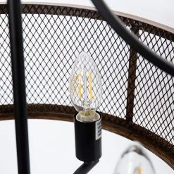 Farmhouse 4-Light Oil Black and Wood Painted Finish Drum Metal Chandeliers by YANSUN -YANSUN Shop oil black yansun chandeliers h dz048 1f 1000