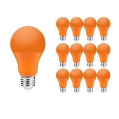 40-Watt Equivalent 5-Watt A19 E26 Base Non-Dimmable Party Holiday Home Decorative LED Light Bulb in Orange (12-Pack) by YANSUN