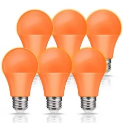 40-Watt Equivalent 5-Watt A19 E26 Base Non-Dimmable Party Holiday Home Decorative LED Light Bulb in Orange (6-Pack) by YANSUN