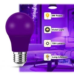 60-Watt Equivalent 9-Watt A19 E26 Base Non-Dimmable Violet LED Colored Light Bulb 9000K (24-Pack) by YANSUN -YANSUN Shop purple yansun colored light bulbs h he004vw9e26 24 1f 1000