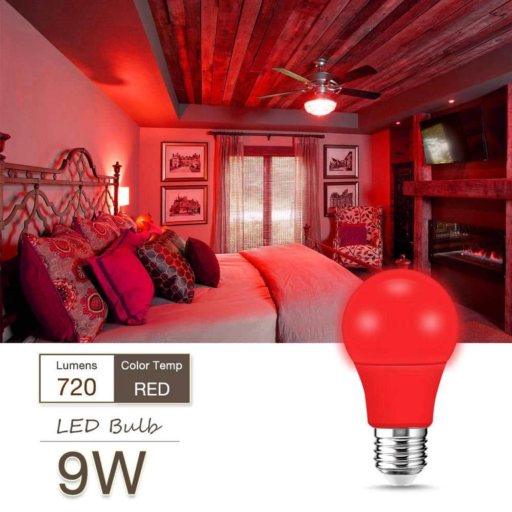 60-Watt Equivalent A19 9-Watt Non-Dimmable Red LED Colored Light Bulb E26 Base (6-Pack) by YANSUN 8 60-Watt Equivalent A19 9-Watt Non-Dimmable Red LED Colored Light Bulb E26 Base (6-Pack) by YANSUN - Image 6