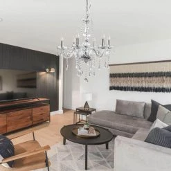 Candlestick Shape 6-Light Silver Crystal Chandelier Fixture with K9 Crystal Dangles by YANSUN -YANSUN Shop silver yansun chandeliers h dz023sn1 66 1000