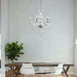 Candlestick Shape 6-Light Silver Crystal Chandelier Fixture with K9 Crystal Dangles by YANSUN -YANSUN Shop silver yansun chandeliers h dz023sn1 76 1000