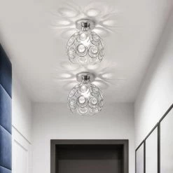 7 in. 1-Light Silver Mini Crystal Semi-Flush Mount with Elegant and Modern Look by YANSUN -YANSUN Shop silver yansun flush mount lights h cl003sn1 c3 1000