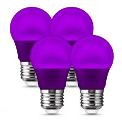 20-Watt Equivalent A15 3-Watt Non-Dimmable Violet LED Colored Light Bulb E26 Base (4-Pack) by YANSUN