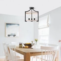 14.96 in. 3-Light White and Gold Semi-Flush Mount with Drum Shade by YANSUN -YANSUN Shop white and gold yansun flush mount lights h cl014 fa 1000