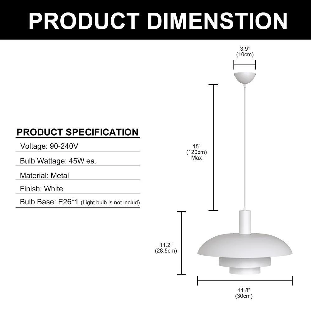 19.68 in.1-Light White Island Kitchen Pendant Light by YANSUN 5 19.68 in.1-Light White Island Kitchen Pendant Light by YANSUN - Image 3