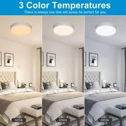 11.81 in. Round White Modern Integrated Selectable LED Flush Mount Lighting Fixture, Color Temperature Adjustable by YANSUN -YANSUN Shop white yansun flush mount lights h cl035 4f 1000