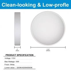 11.81 in. Round White Modern Integrated Selectable LED Flush Mount Lighting Fixture, Color Temperature Adjustable by YANSUN -YANSUN Shop white yansun flush mount lights h cl035 c3 1000