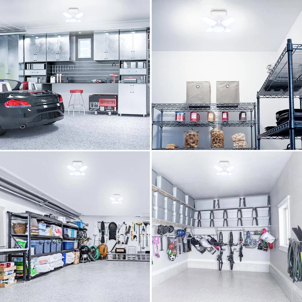 8 in. 200-Watt Equivalence Deformable White LED Flush Mount Garage Light, 2200 Lumens, 4-Leaf 6000K Daylight (4-P by YANSUN 10 8 in. 200-Watt Equivalence Deformable White LED Flush Mount Garage Light, 2200 Lumens, 4-Leaf 6000K Daylight (4-P by YANSUN - Image 8