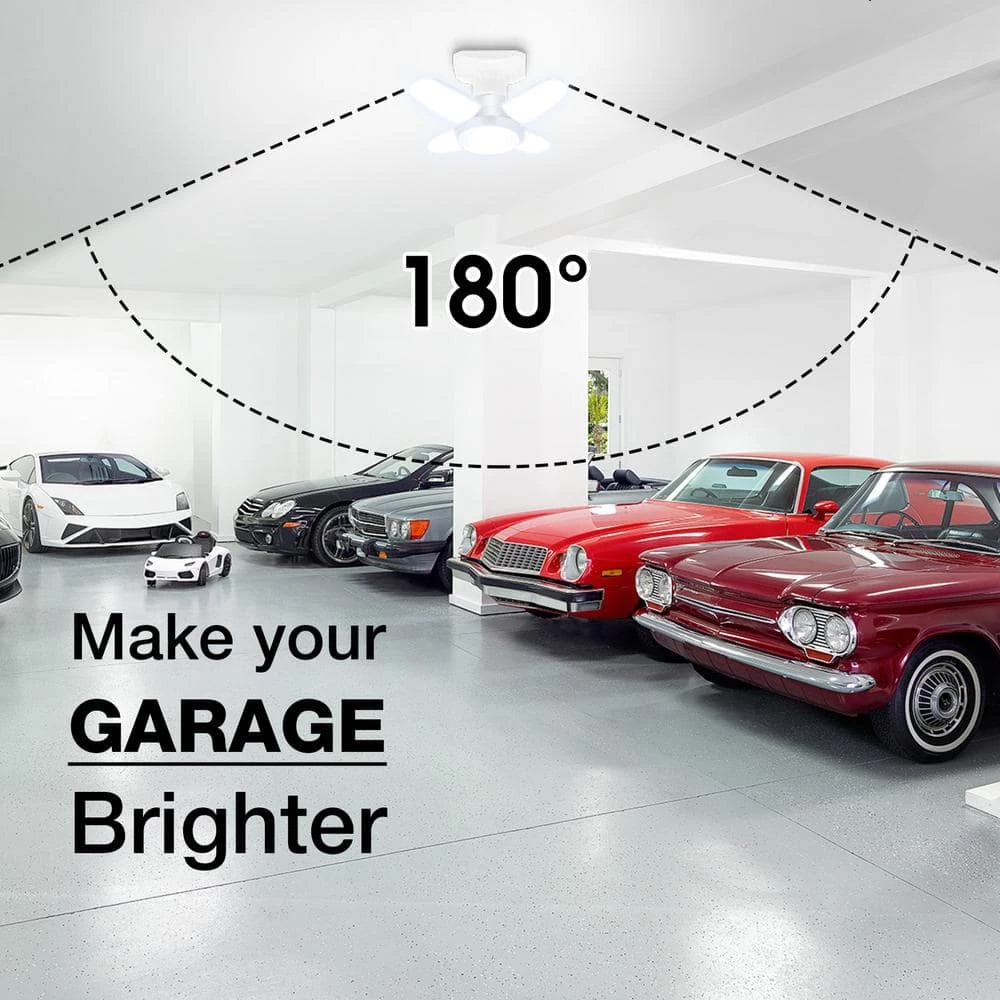 8 in. 200-Watt Equivalence Deformable White LED Flush Mount Garage Light, 2200 Lumens, 4-Leaf 6000K Daylight (4-P by YANSUN 4 8 in. 200-Watt Equivalence Deformable White LED Flush Mount Garage Light, 2200 Lumens, 4-Leaf 6000K Daylight (4-P by YANSUN - Image 2