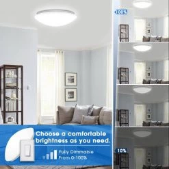 14 in. White Dimmable LED Flush Mount Ceiling Light with Frosted White Shade Daylight White 6000K by YANSUN -YANSUN Shop white yansun flush mount lights h xd00902dw18 n1 4f 1000