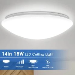 14 in. White Dimmable LED Flush Mount Ceiling Light with Frosted White Shade Daylight White 6000K by YANSUN -YANSUN Shop white yansun flush mount lights h xd00902dw18 n1 c3 1000