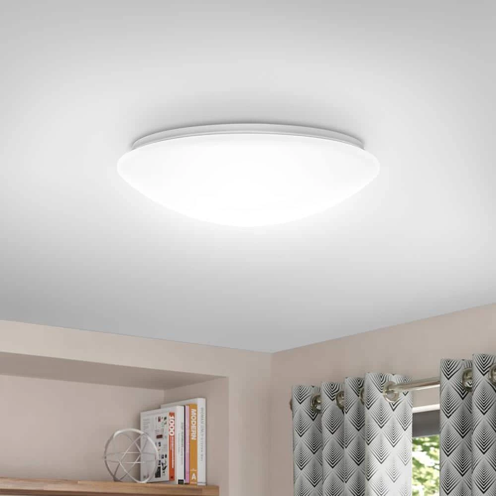 14 in. White Round Dimmable LED Flush Mount Ceiling Light in Daylight White 6000K by YANSUN 4 14 in. White Round Dimmable LED Flush Mount Ceiling Light in Daylight White 6000K by YANSUN - Image 2