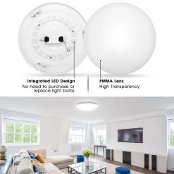 14 in. White Round 6000K Daylight White LED Flush Mount Ceiling Light Fixture with Modern Smooth Cover by YANSUN -YANSUN Shop white yansun flush mount lights h xd01001dw18n1 fa 1000