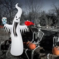 79 in. Spooky Built-in RGB LED Glowing Ghost Inflatable Halloween Decoration with Inflatable Bucket by YANSUN -YANSUN Shop white yansun outdoor specialty lighting h qm001 4f 1000