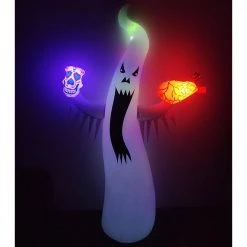 79 in. Spooky Built-in RGB LED Glowing Ghost Inflatable Halloween Decoration with Inflatable Bucket by YANSUN -YANSUN Shop white yansun outdoor specialty lighting h qm001 76 1000