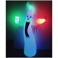 79 in. Spooky Built-in RGB LED Glowing Ghost Inflatable Halloween Decoration with Inflatable Bucket by YANSUN -YANSUN Shop white yansun outdoor specialty lighting h qm001 fa 1000