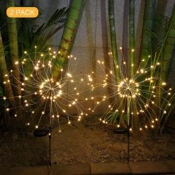 Solar Powered Integrated LED Dusk to Dawn Waterproof Decorative String Path Light in Warm White (2-Pack) by YANSUN -YANSUN Shop white yansun path lights h ll001w 2n1 4f 1000