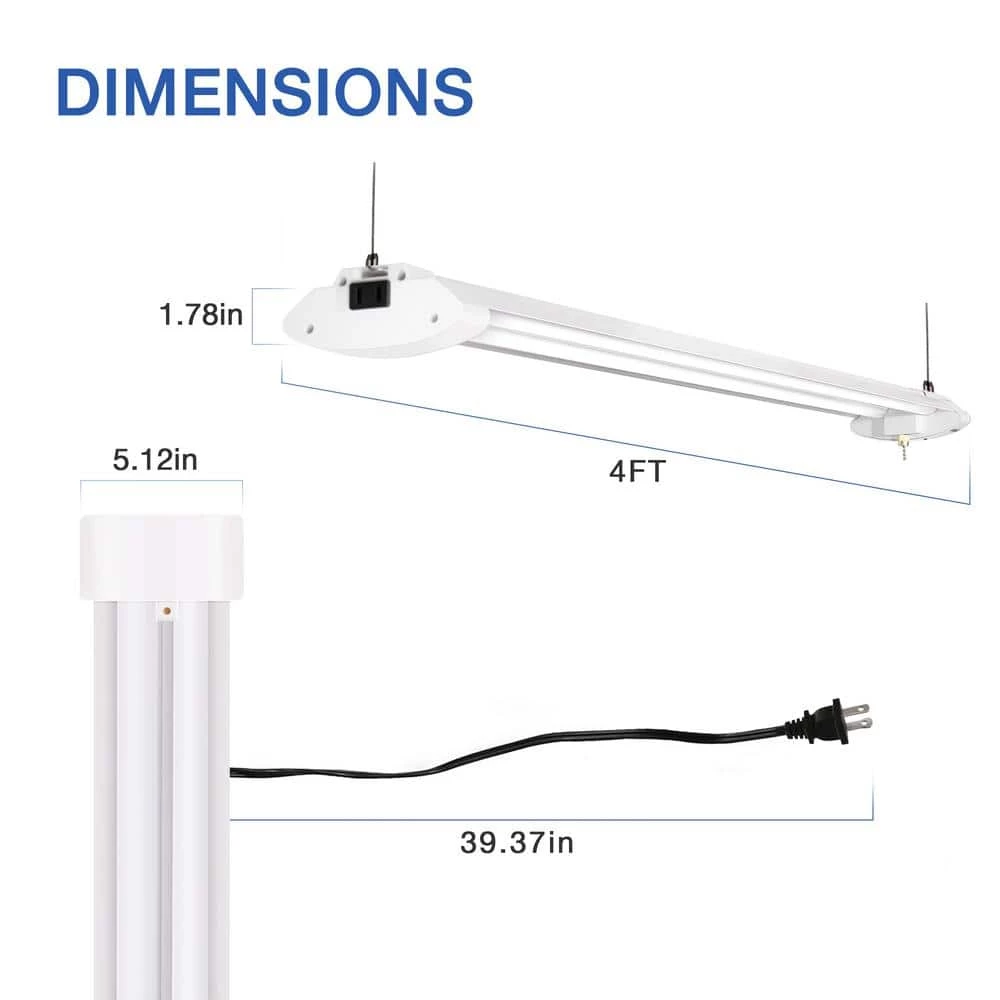 4 ft. 260-Watt Equivalent 4000 Lumens Linkable Integrated LED White Shop Light in Daylight 5000K (2-Pack) by YANSUN 4 4 ft. 260-Watt Equivalent 4000 Lumens Linkable Integrated LED White Shop Light in Daylight 5000K (2-Pack) by YANSUN - Image 3